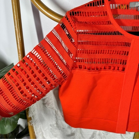 Lela Rose Red Short Sleeve Cropped Sweater sz M - Picture 4 of 6